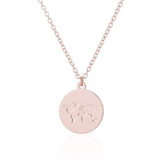 Silver Round Pendant World Map Necklace - Globe Traveler Store
