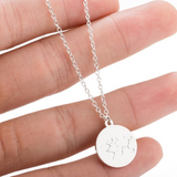 Silver Round Pendant World Map Necklace - Globe Traveler Store