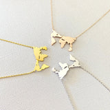 3 Color Globetrotter World Map Pendant Necklace - Globe Traveler Store