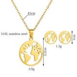 Globe World Map Necklace & Earrings- Wanderlust Jewelry Set - Globe Traveler Store
