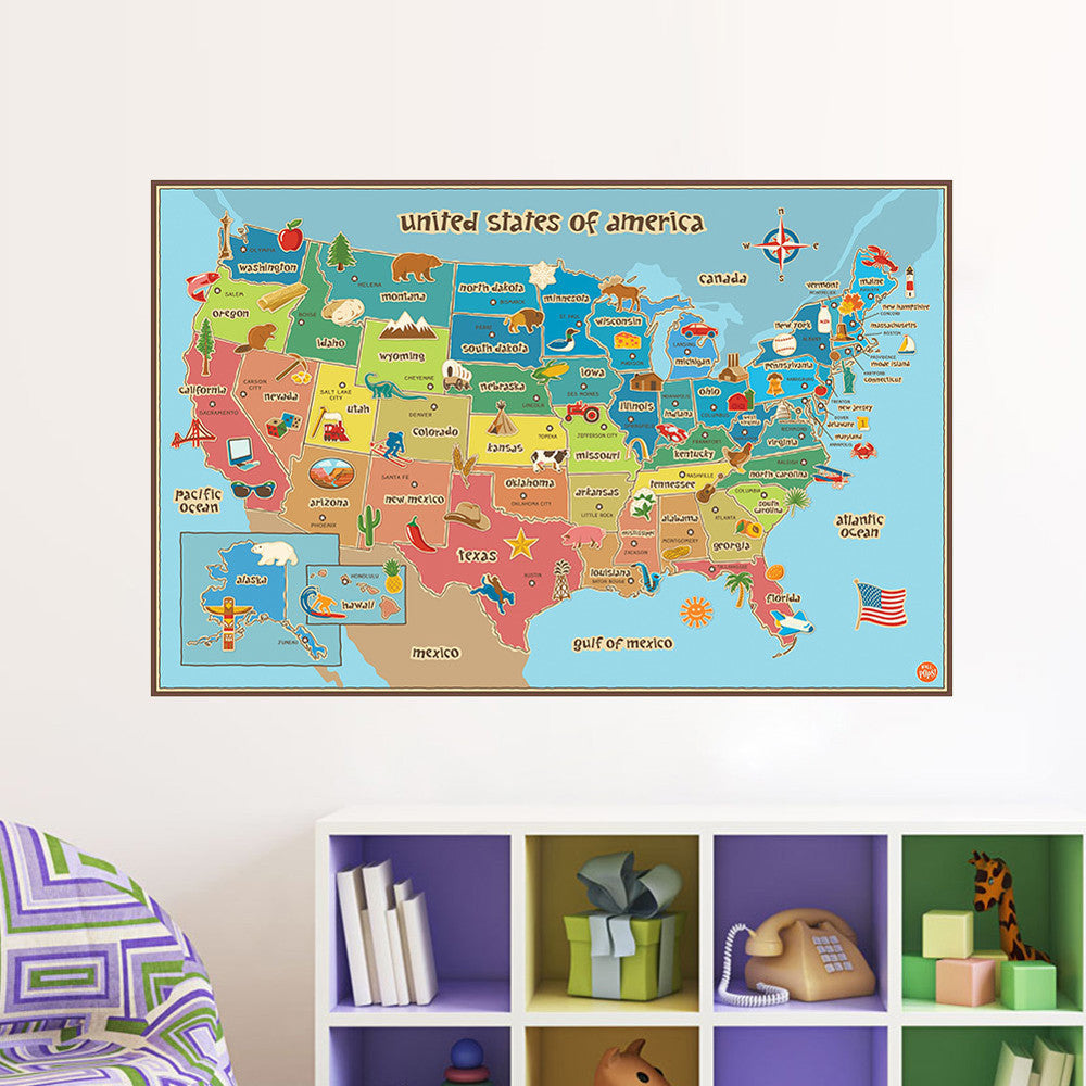 US Map Removable Vinyl Decal Wall Sticker Home Decor – Globe Traveler Store