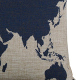 Burlap Linen Dark Blue World Map Decorative Cushion Cover Pillow Case - Globe Traveler Store
